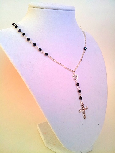 Sterling Silver Rosary Necklace Real housewives Yolanda Foster Inspired