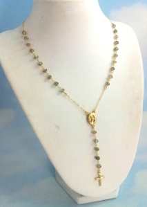 Labradorite Rosary Necklace 14kt Goldfilled Miraculous Medallion